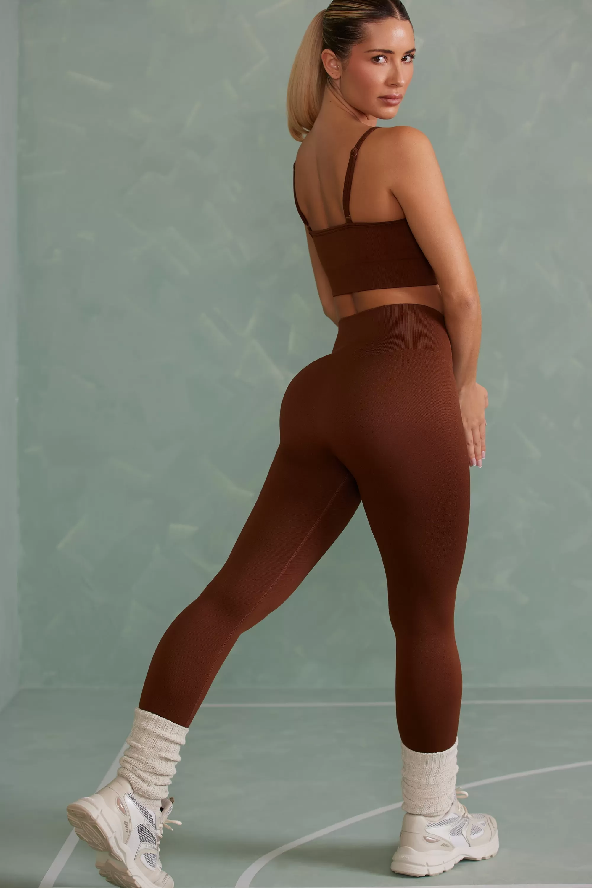 Oh Polly Super Sculpt Full Length Leggings in Copper Brown CopperBrown Best Sale