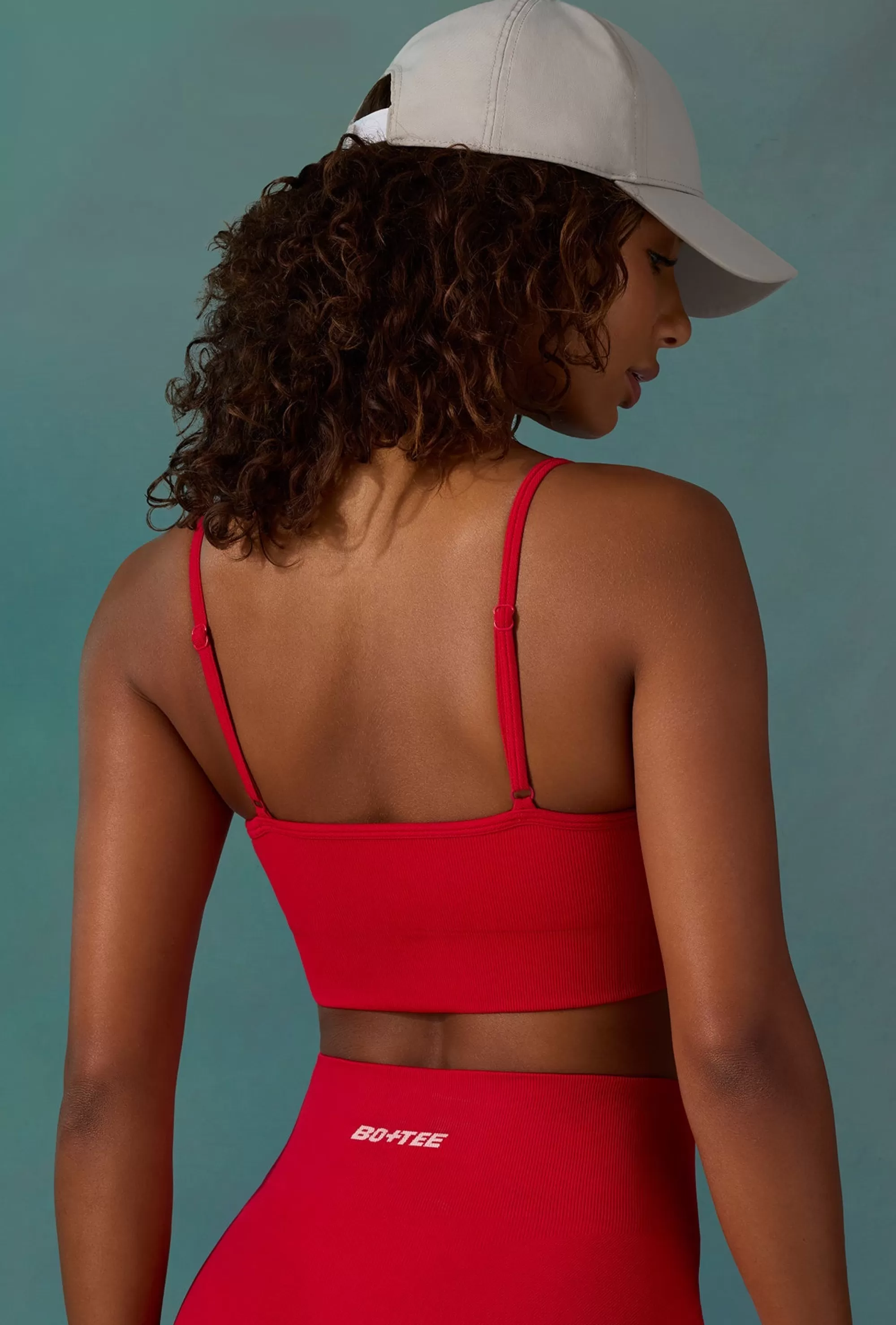 Oh Polly Super Sculpt Scoop Neck Sports Bra in Tango Red TangoRed Store