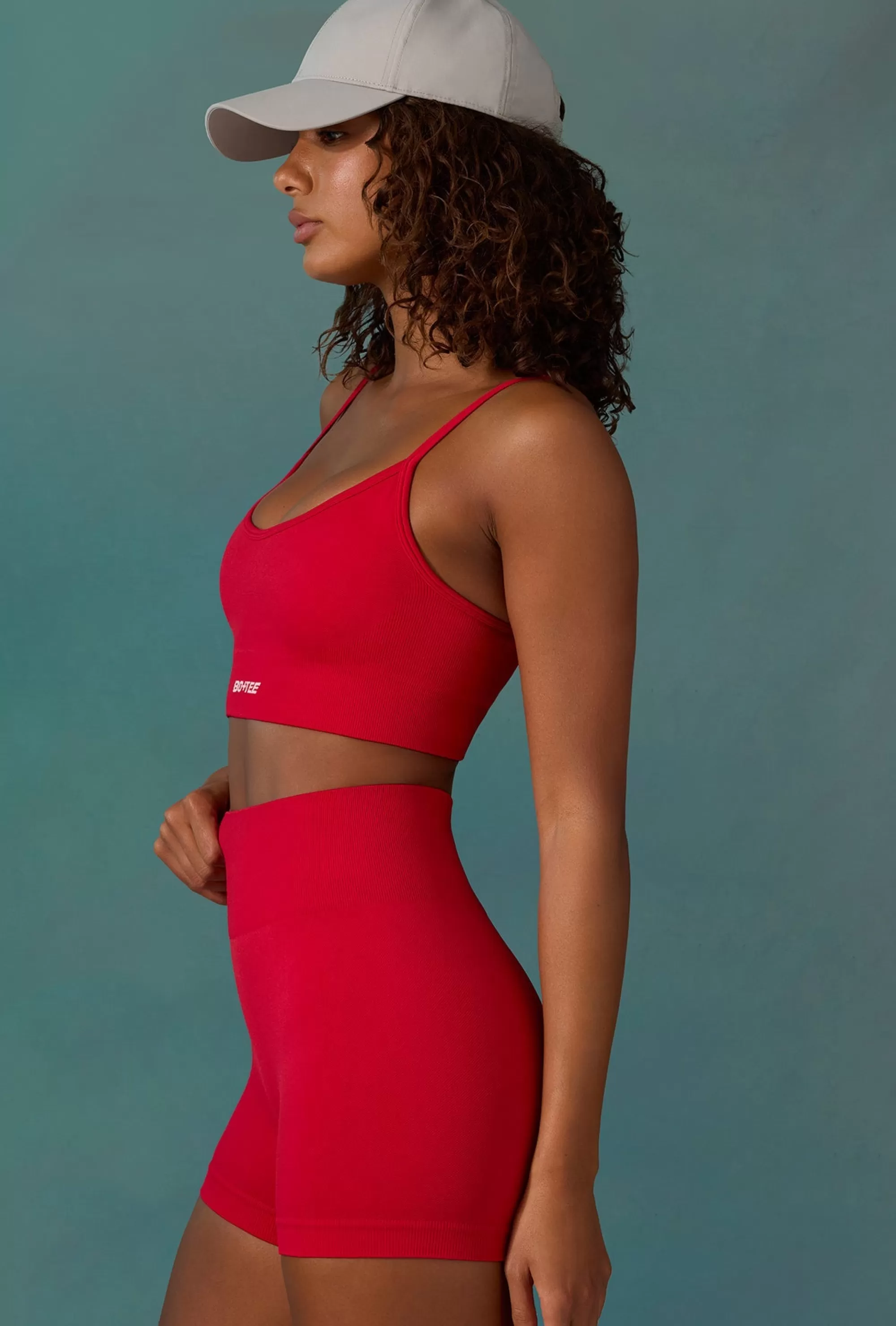 Oh Polly Super Sculpt Scoop Neck Sports Bra in Tango Red TangoRed Store