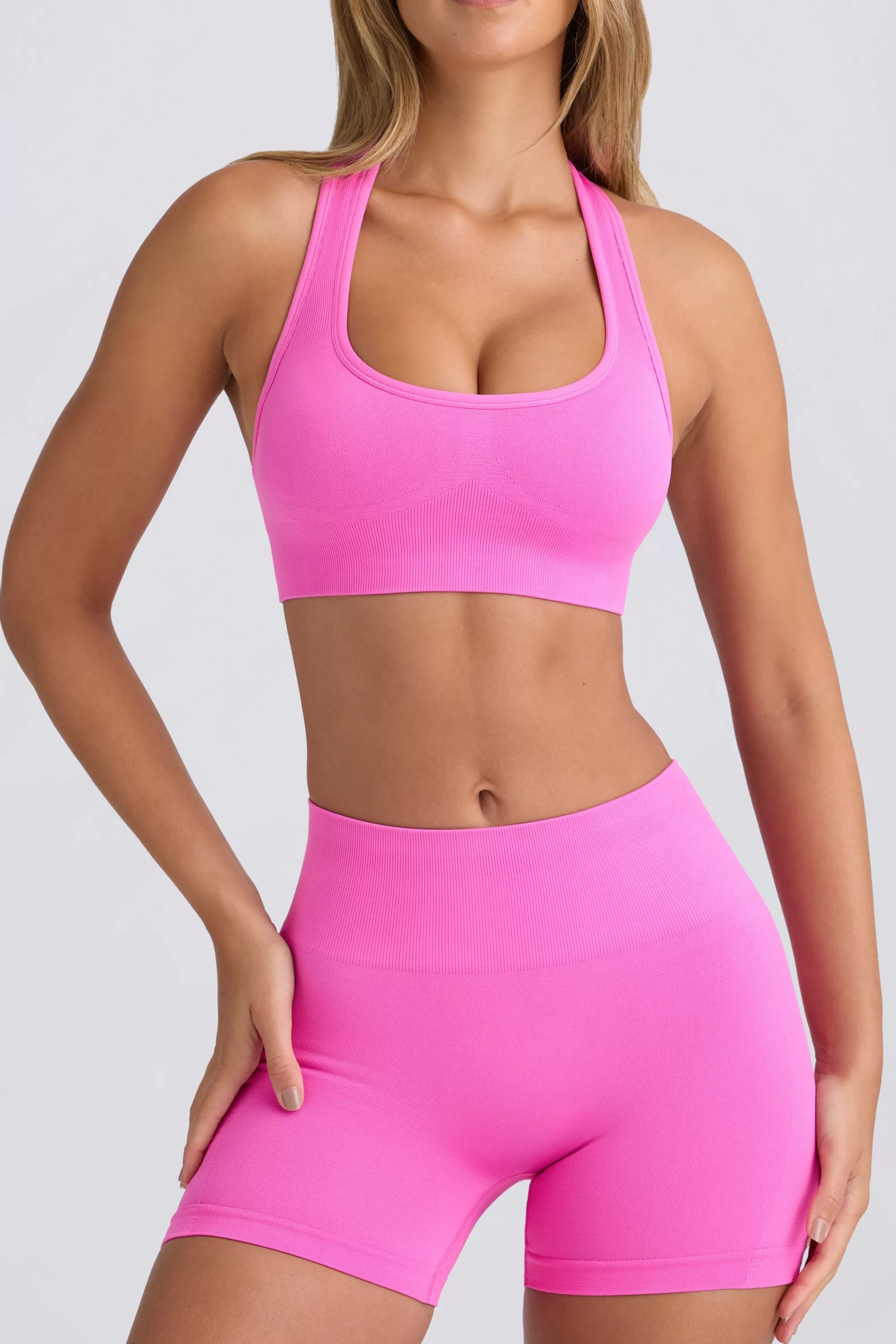 Oh Polly Super Sculpt Seamless High-Waist Mini Shorts in Sugar Pink SugarPink Flash Sale