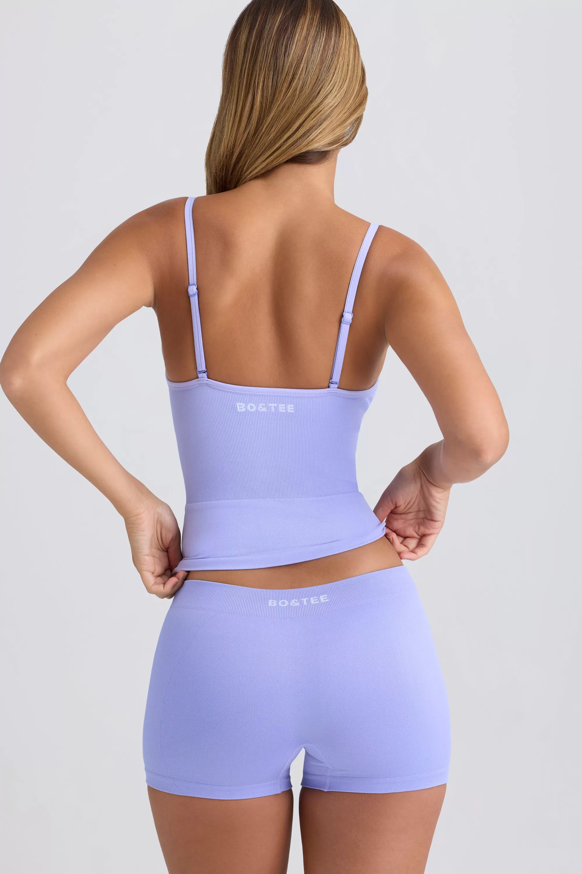 Oh Polly Super Sculpt Seamless Mid-Rise Mini Shorts in Periwinkle Hot