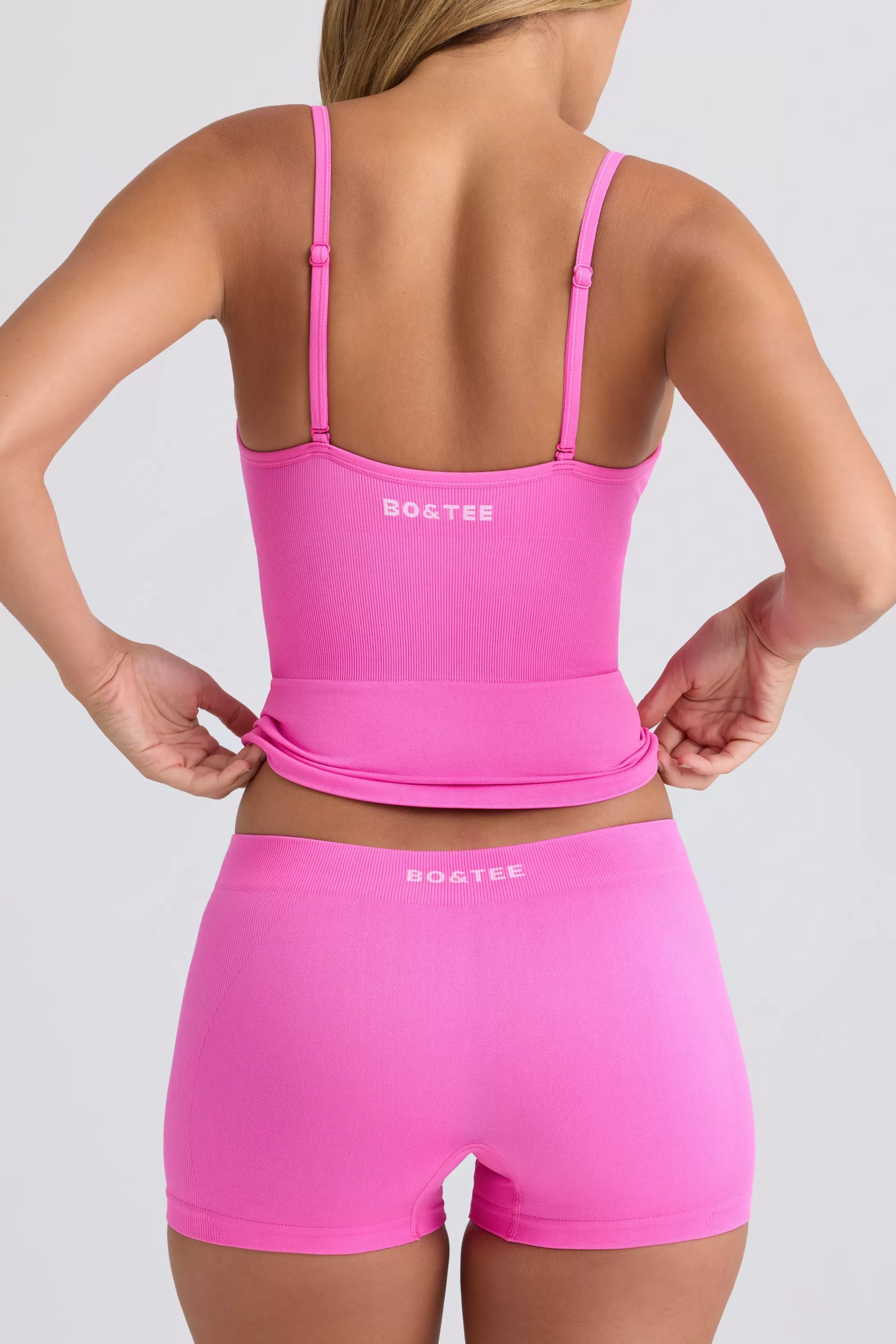 Oh Polly Super Sculpt Seamless Mid-Rise Mini Shorts in Sugar Pink SugarPink New
