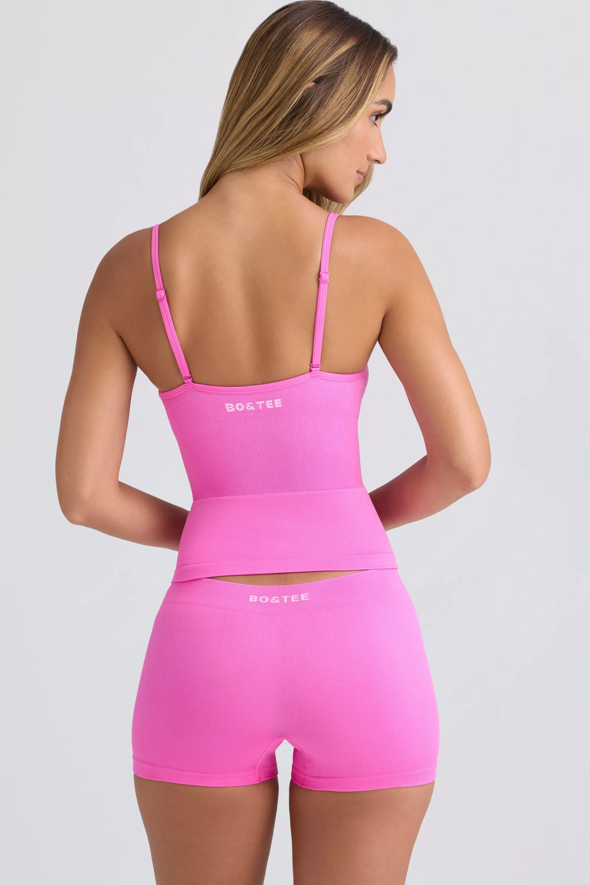 Oh Polly Super Sculpt Seamless Mid-Rise Mini Shorts in Sugar Pink SugarPink New