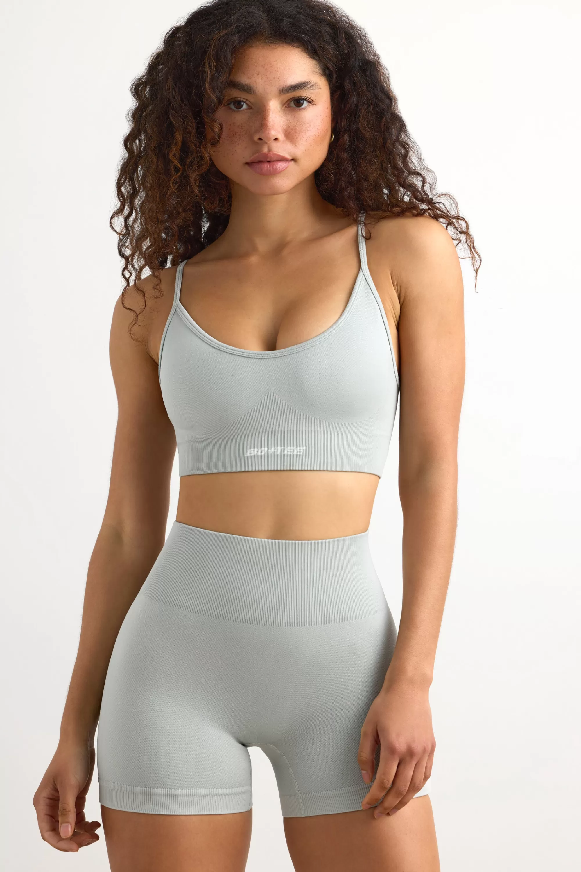 Oh Polly Super Sculpt Seamless Mini Shorts in Fog IceGrey Discount