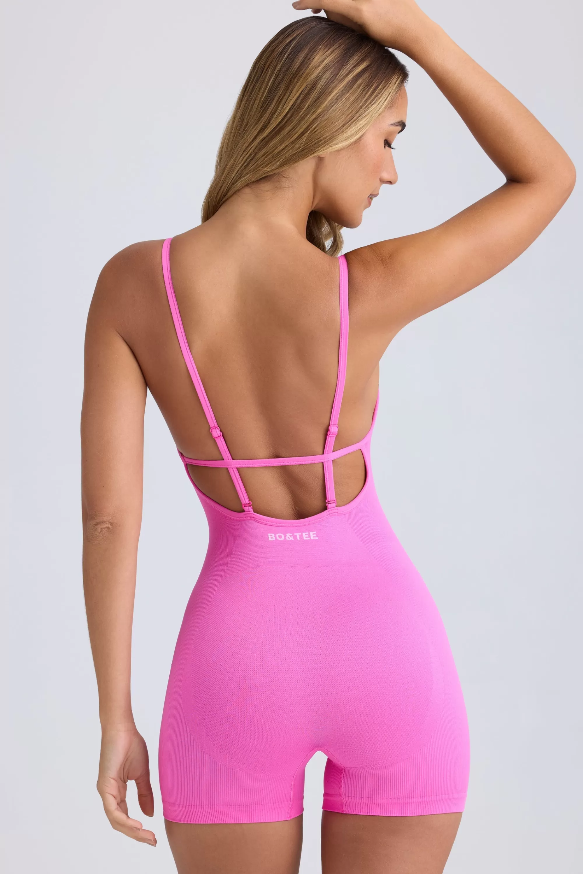 Oh Polly Super Sculpt Seamless Open-Back Unitard in Sugar Pink SugarPink Outlet