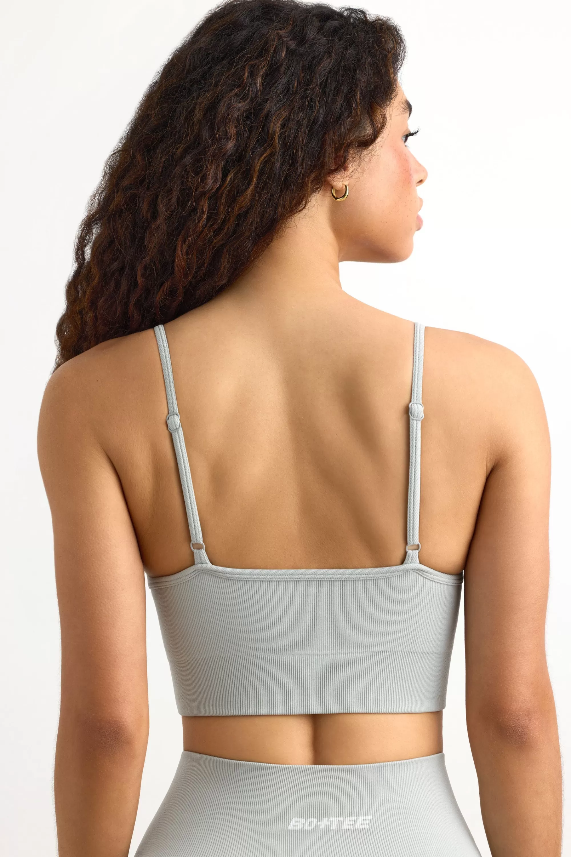 Oh Polly Super Sculpt Seamless Scoop-Neck Sports Bra in Fog IceGrey Store