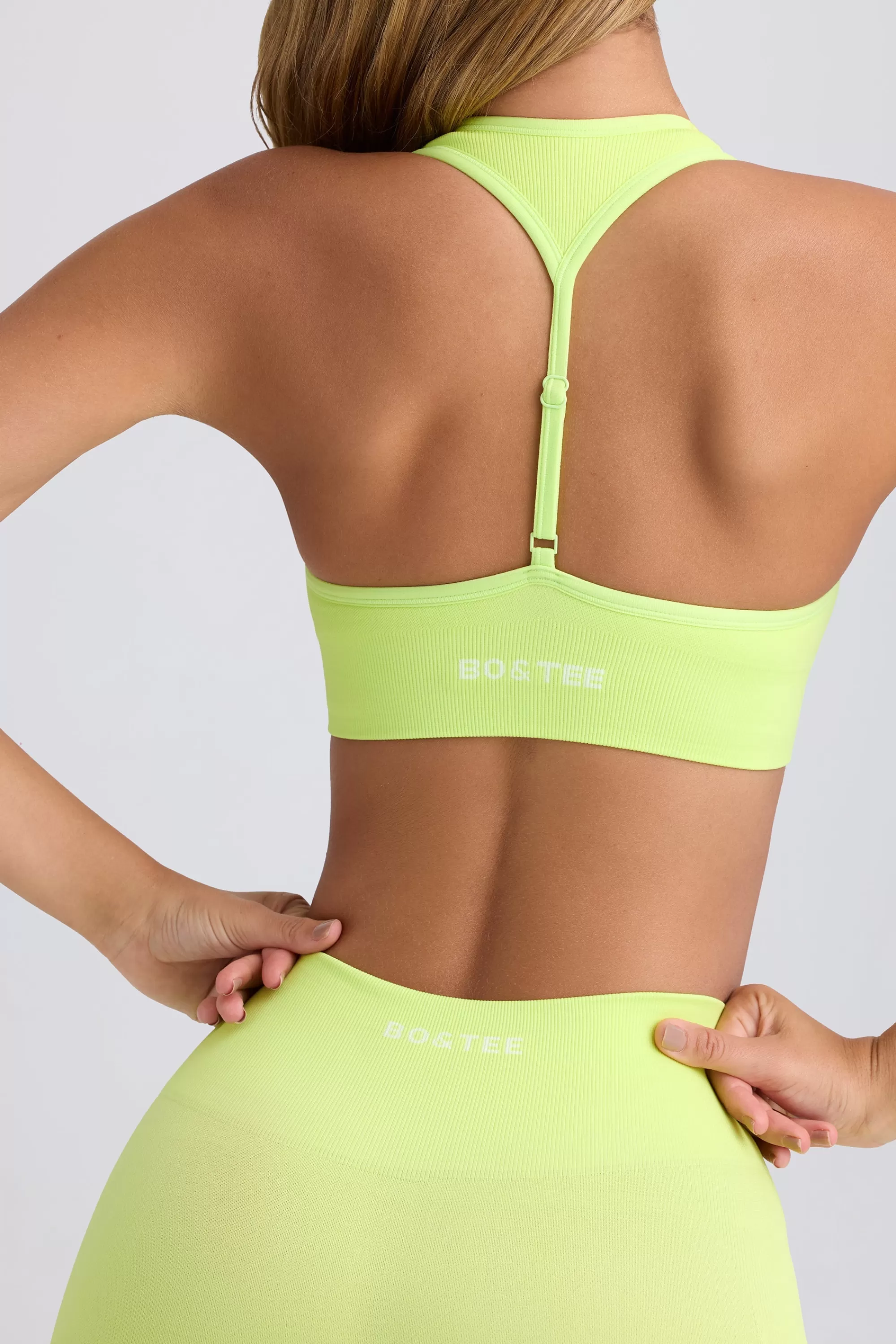 Oh Polly Super Sculpt Seamless T-Back Sports Bra in Key Lime KeyLime Sale