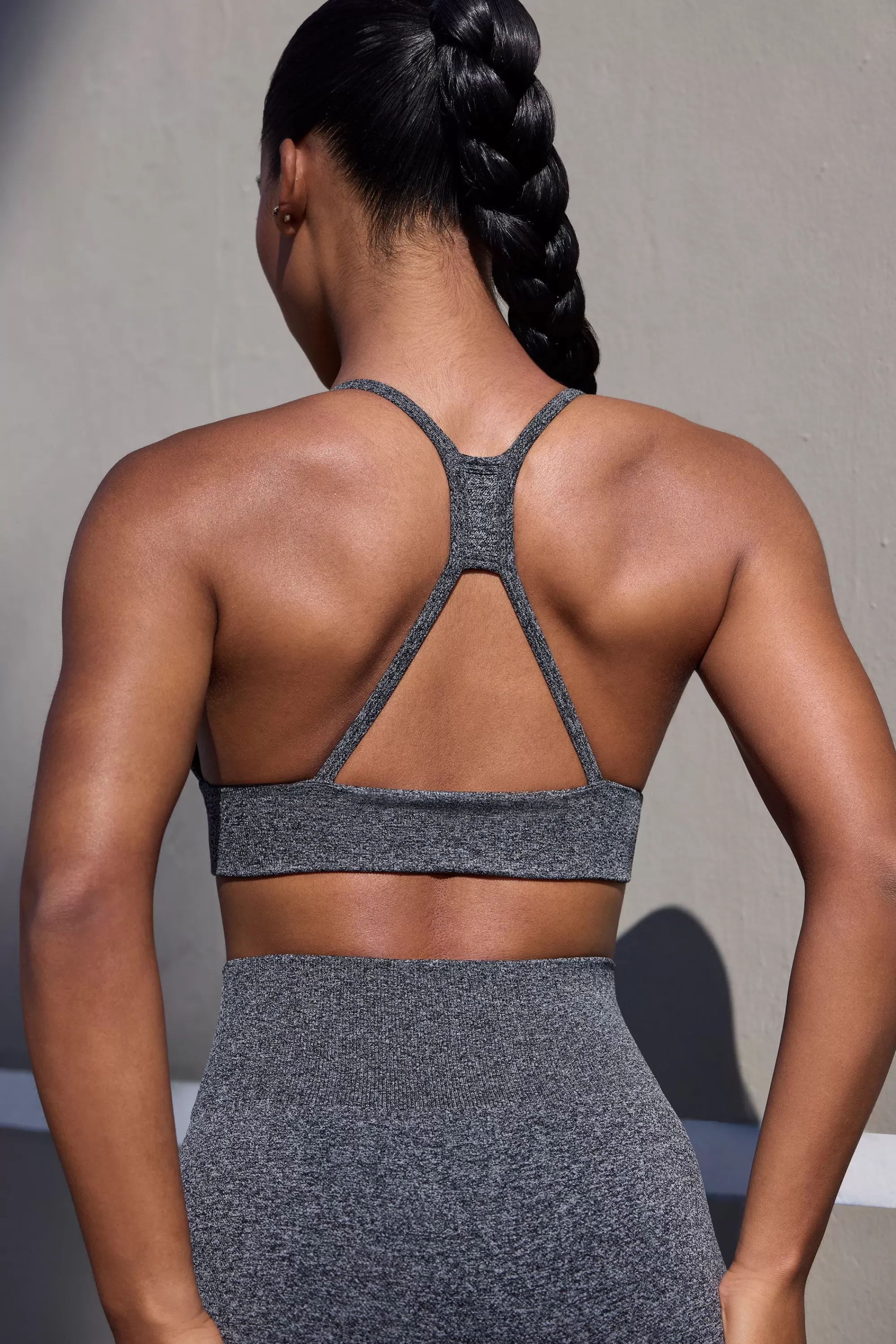 Oh Polly Super Sculpt Seamless Triangle Sports Bra in Marl Black MarlBlack Cheap