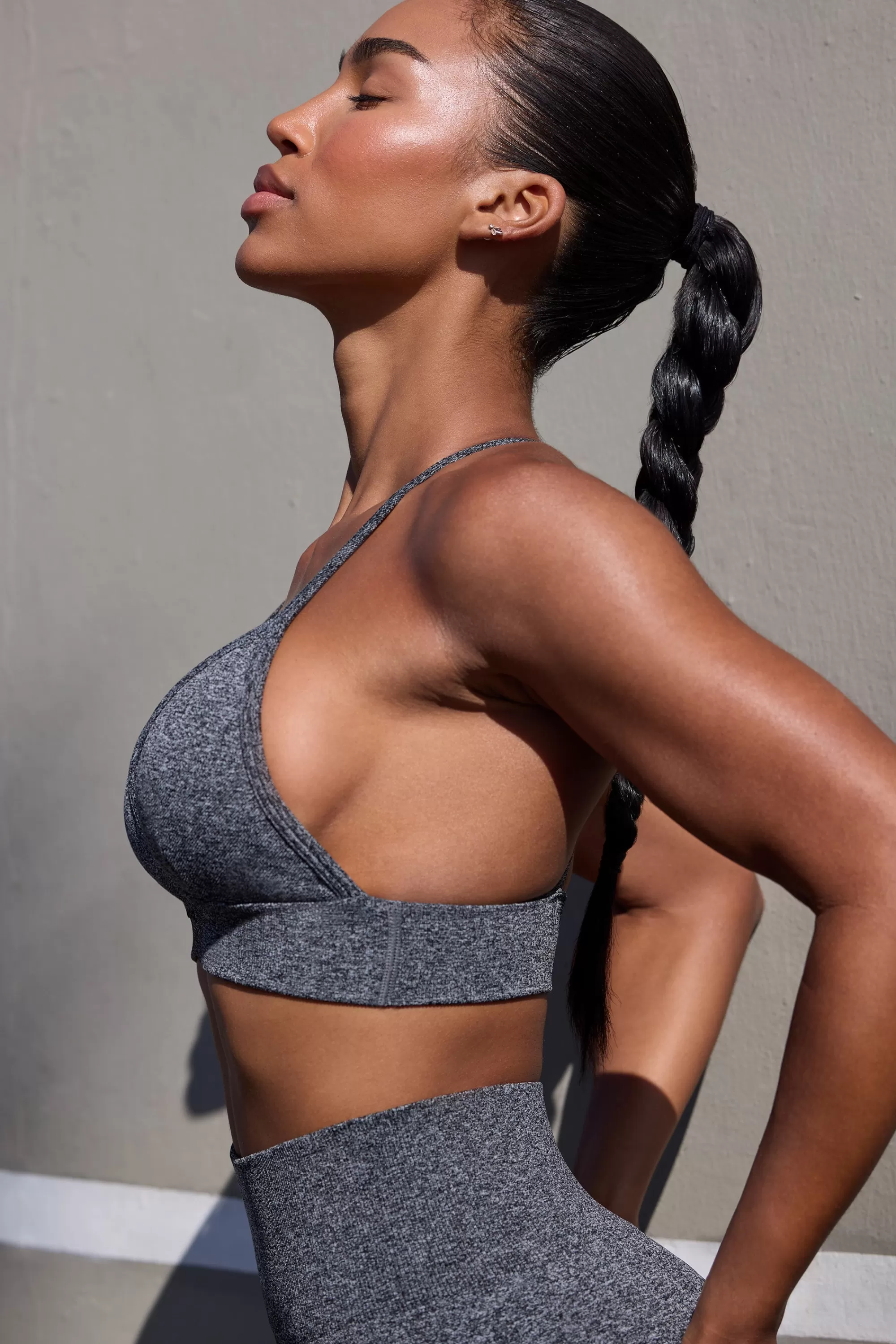 Oh Polly Super Sculpt Seamless Triangle Sports Bra in Marl Black MarlBlack Cheap
