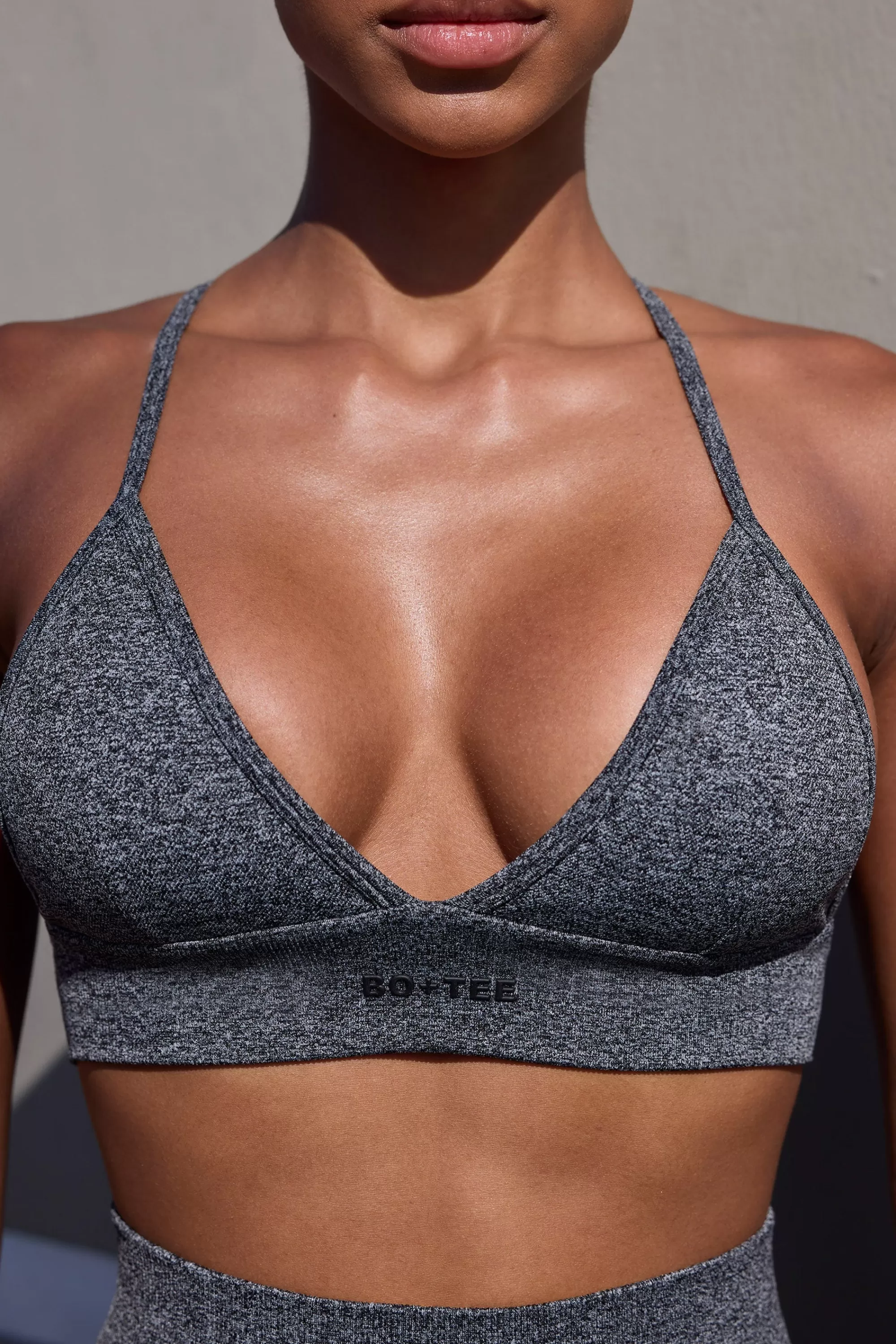 Oh Polly Super Sculpt Seamless Triangle Sports Bra in Marl Black MarlBlack Cheap
