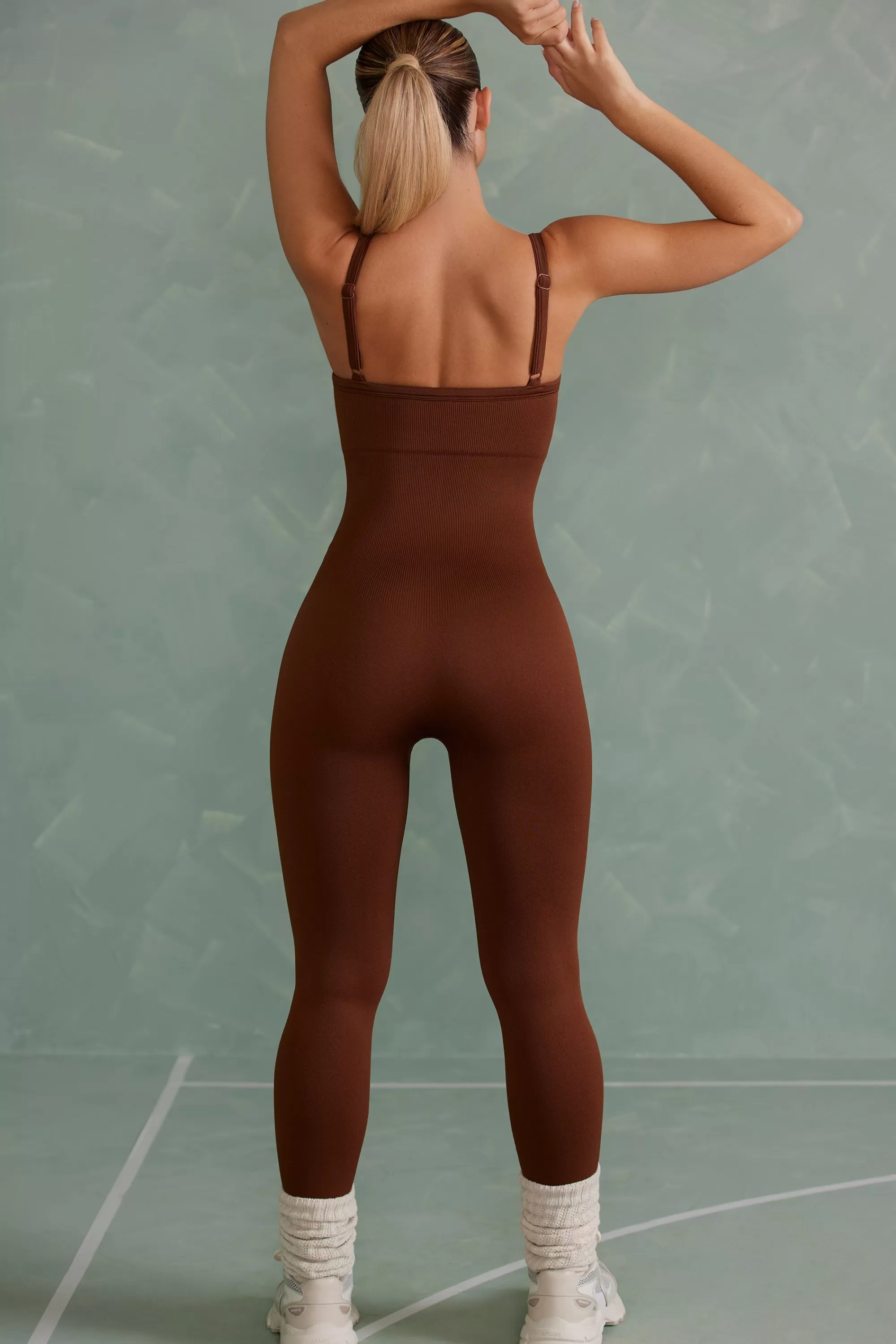 Oh Polly Super Sculpt Unitard in Copper Brown CopperBrown Flash Sale