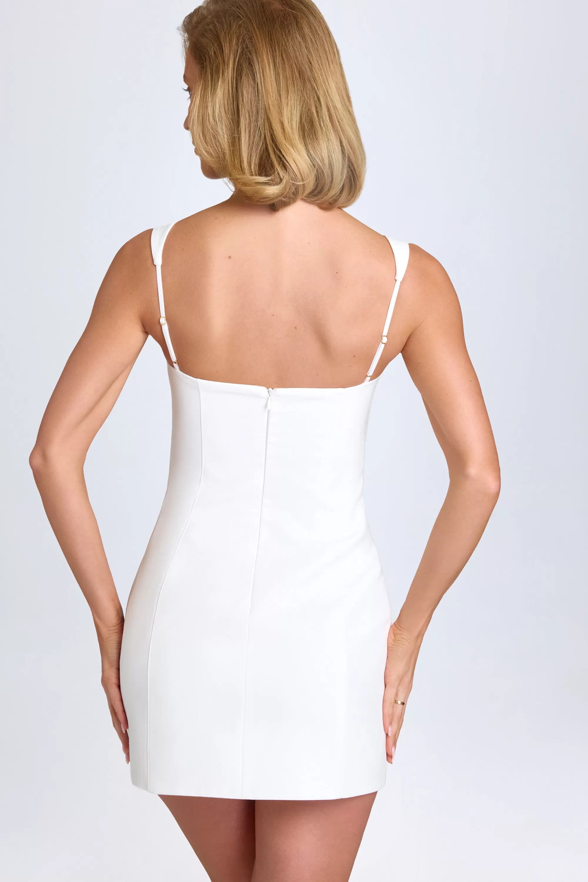 Oh Polly Sweetheart-Neck Micro Mini Dress in White Flash Sale