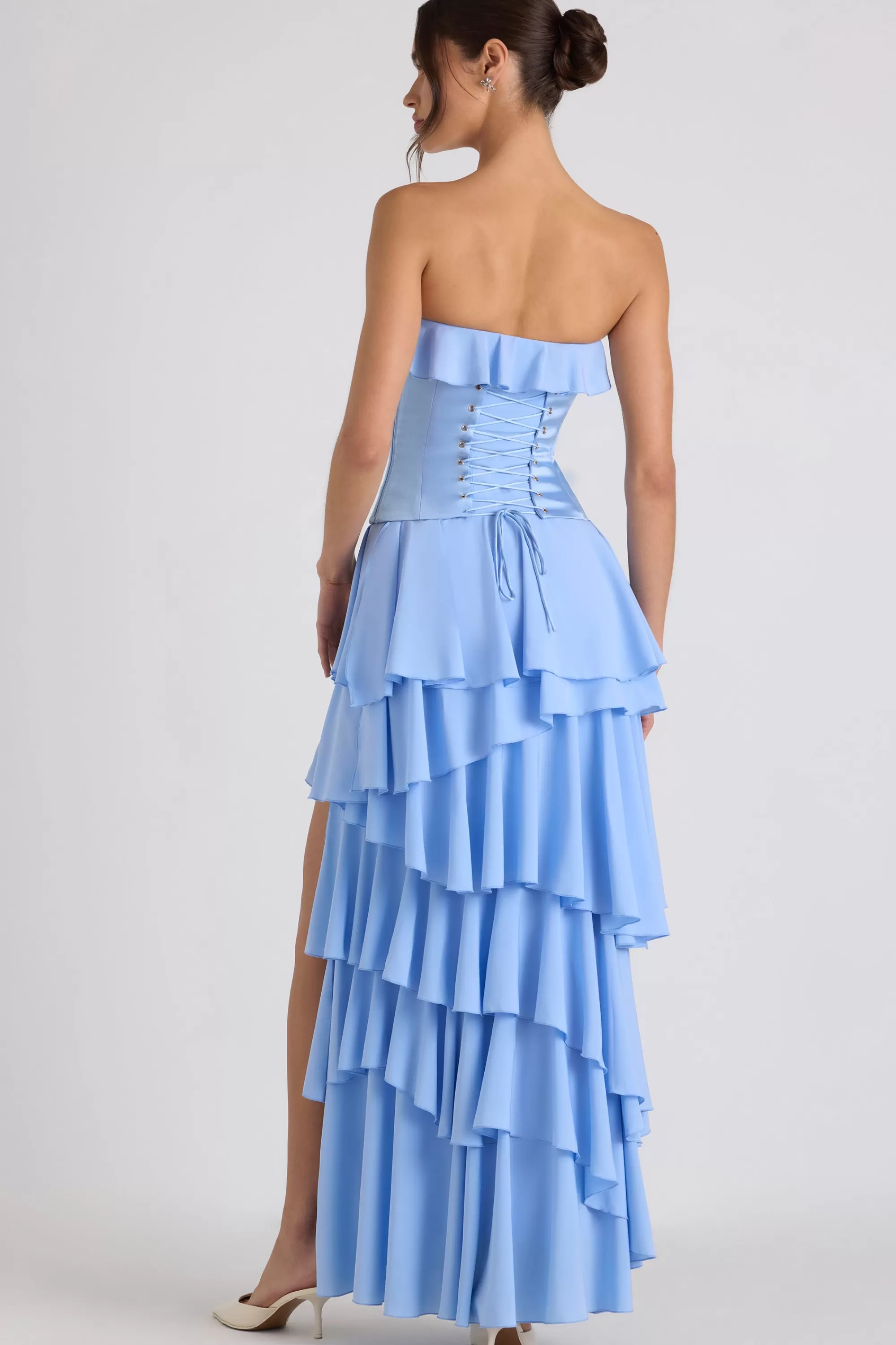 Oh Polly Tiered Corset Gown in Sky Blue SkyBlue Sale