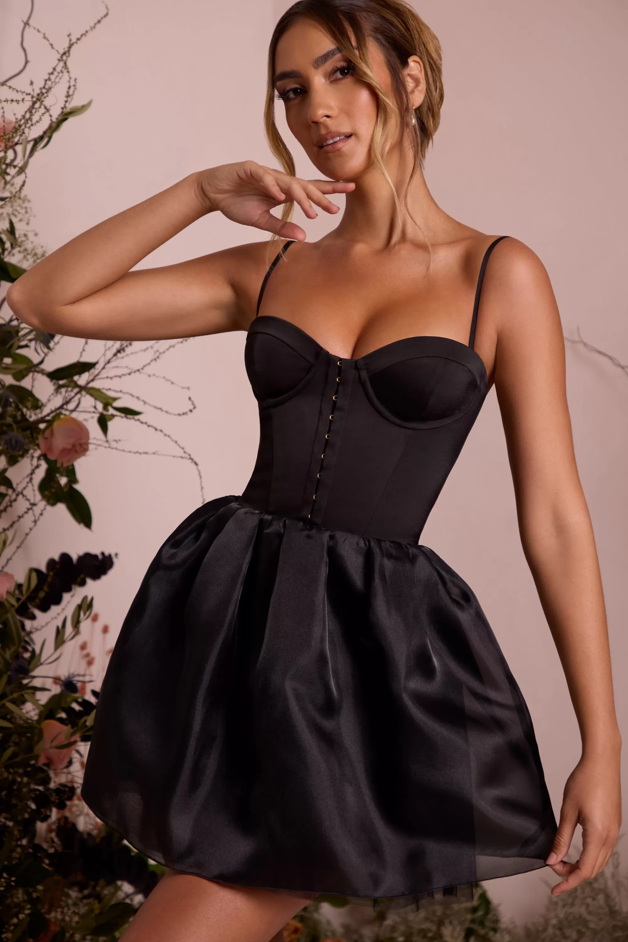 Oh Polly Tulle Skirt Corset Mini Dress in Black Best