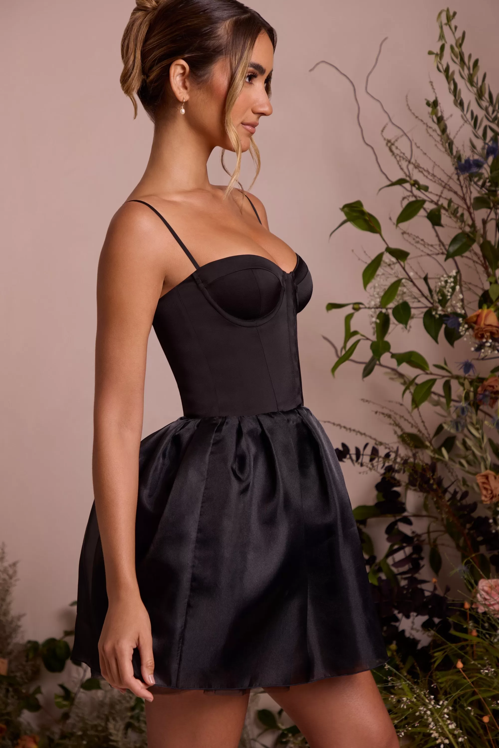 Oh Polly Tulle Skirt Corset Mini Dress in Black Best