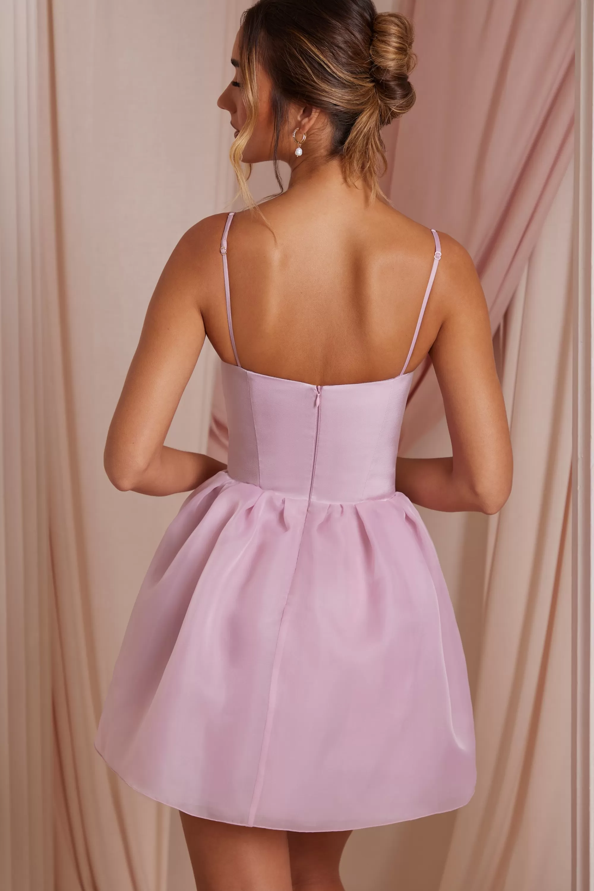 Oh Polly Tulle Skirt Corset Mini Dress in Dusty Pink DustyPink Cheap