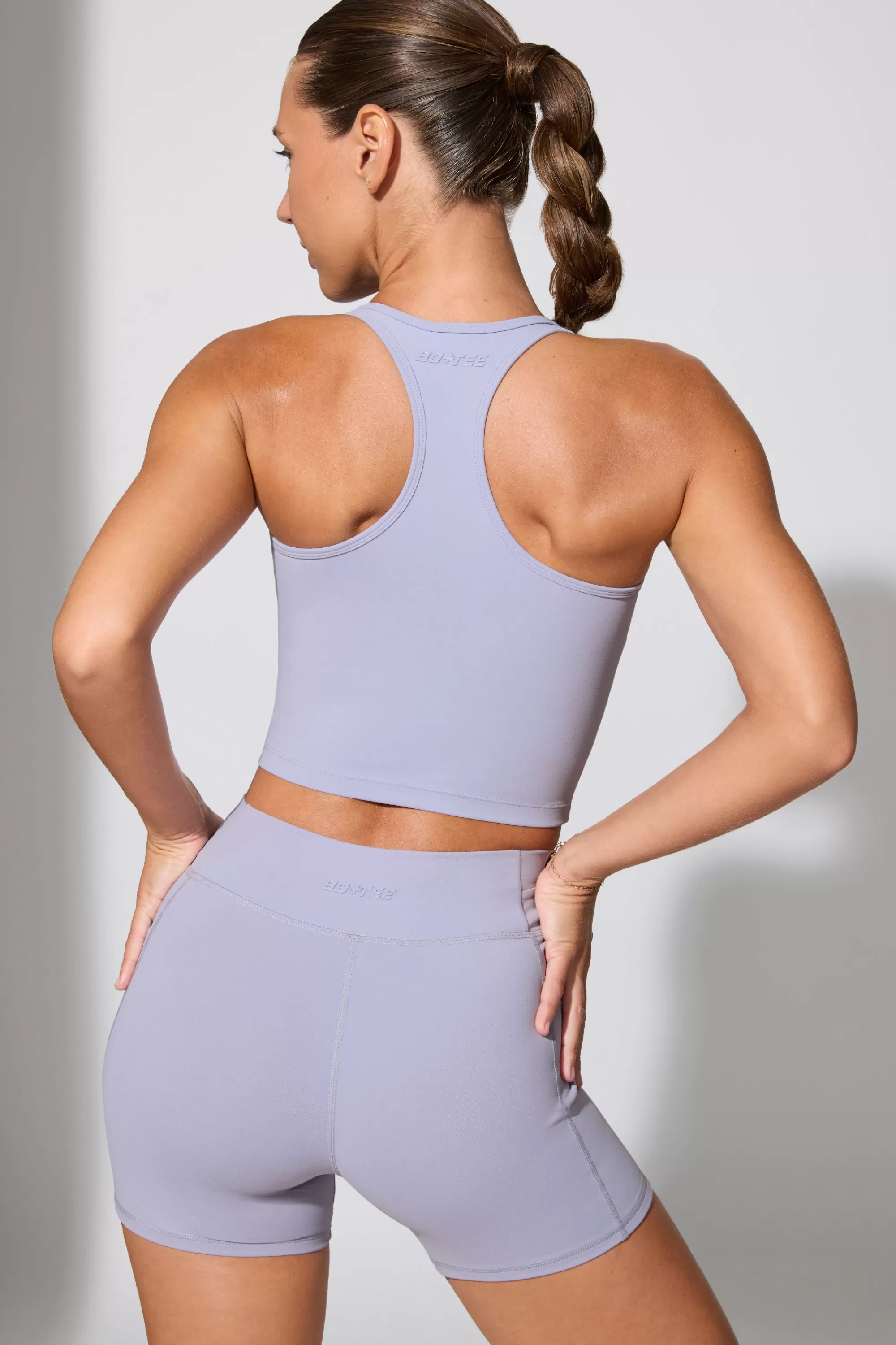Oh Polly Twist Waist Mini Shorts with Pockets in Soft Lavender SoftLavender Outlet