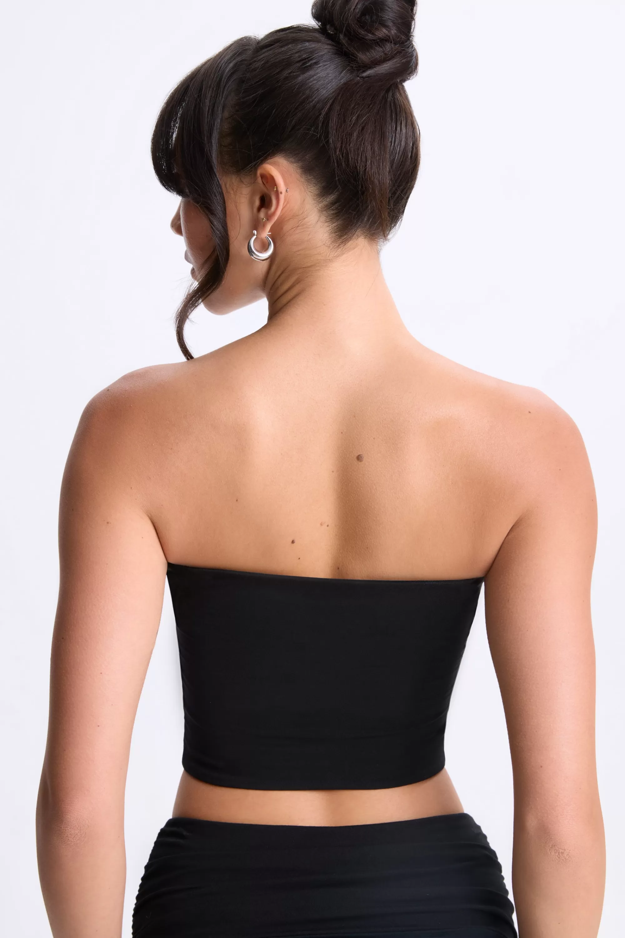 Oh Polly Twist-Front Bandeau Top in Black New