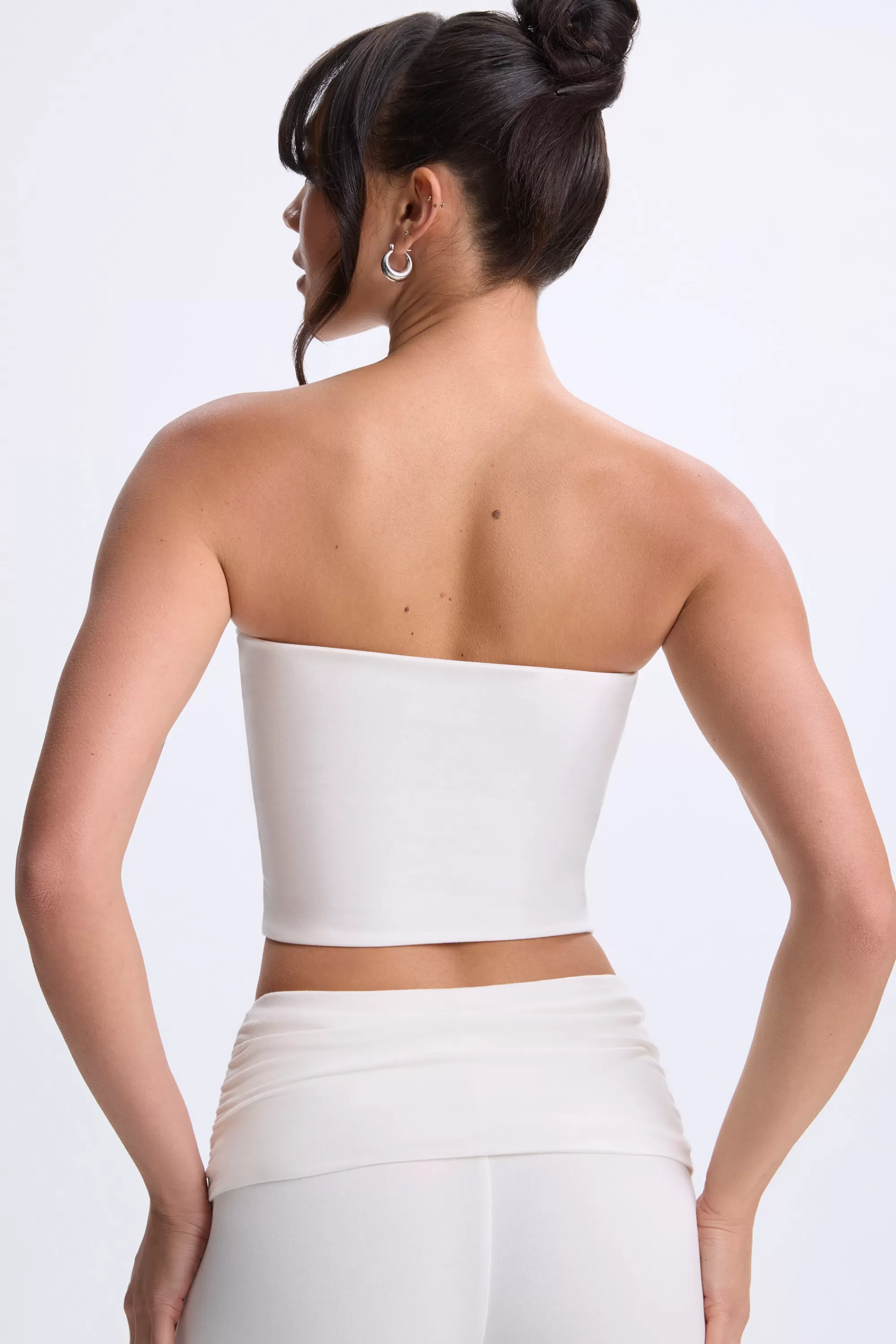 Oh Polly Twist-Front Bandeau Top in White Outlet