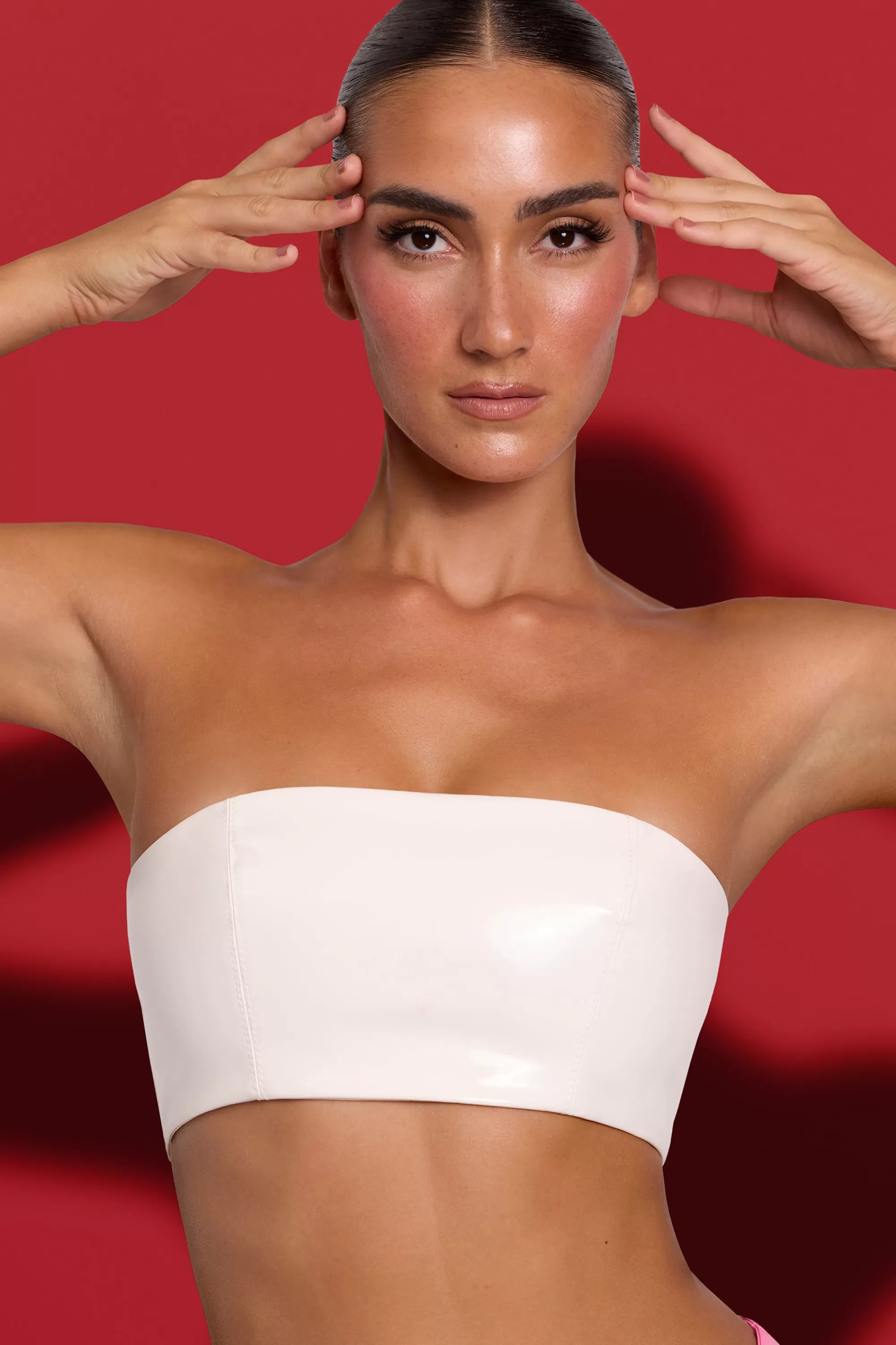 Oh Polly Vinyl Bandeau Bralette in White Best