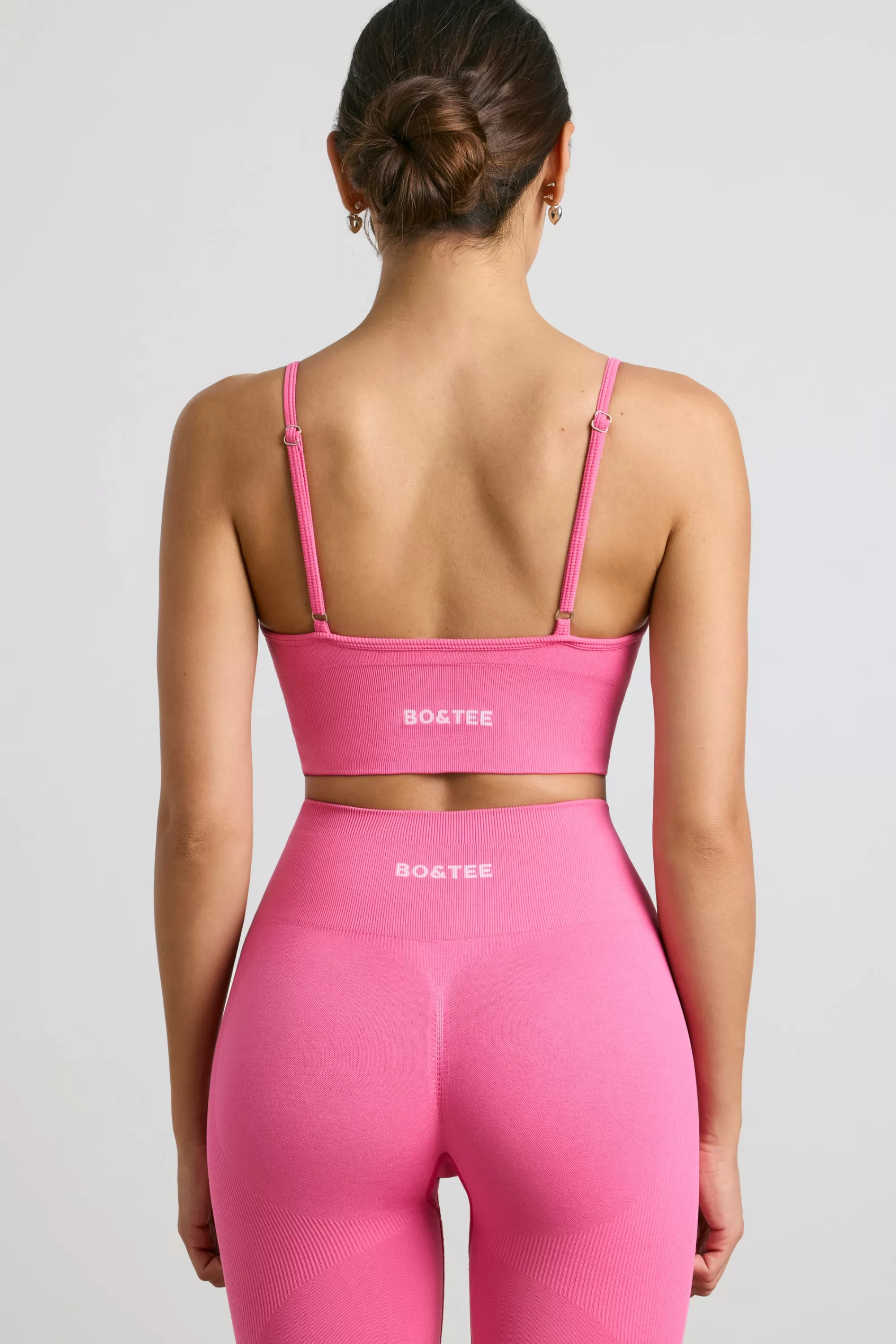 Oh Polly V-Neck Define Luxe Sports Bra in Hot Pink HotPink Hot