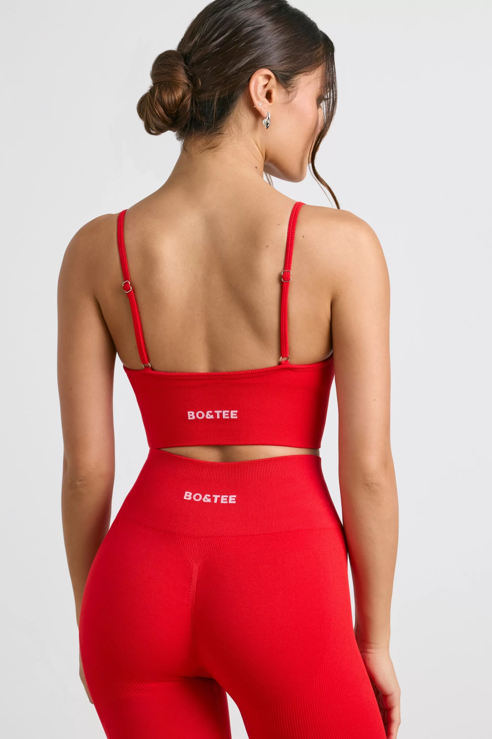 Oh Polly V-Neck Define Luxe Sports Bra in Red Hot