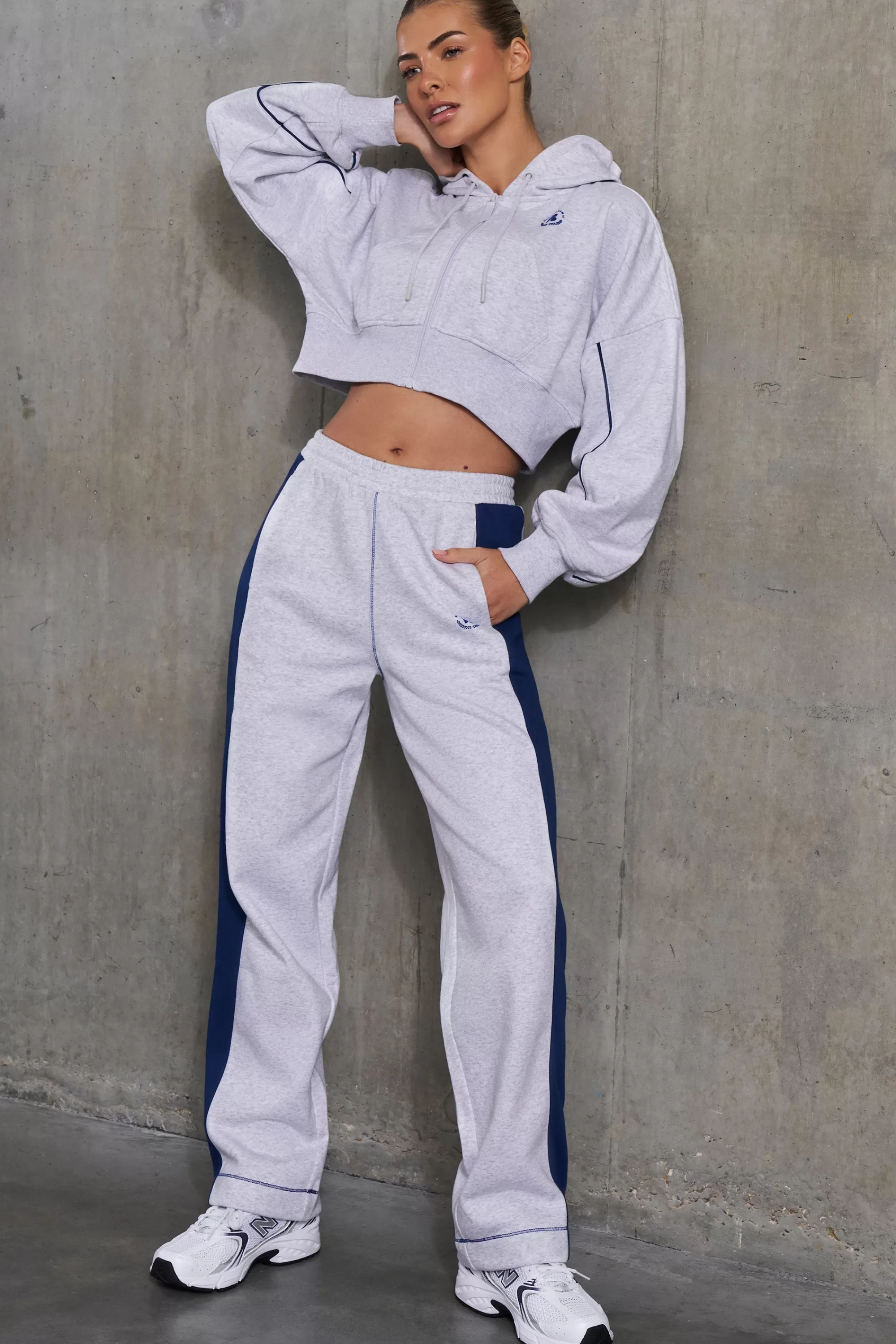 Oh Polly Waffle Lined Cropped Zip Up Hooded Jacket in Heather Grey HeatherGrey Outlet