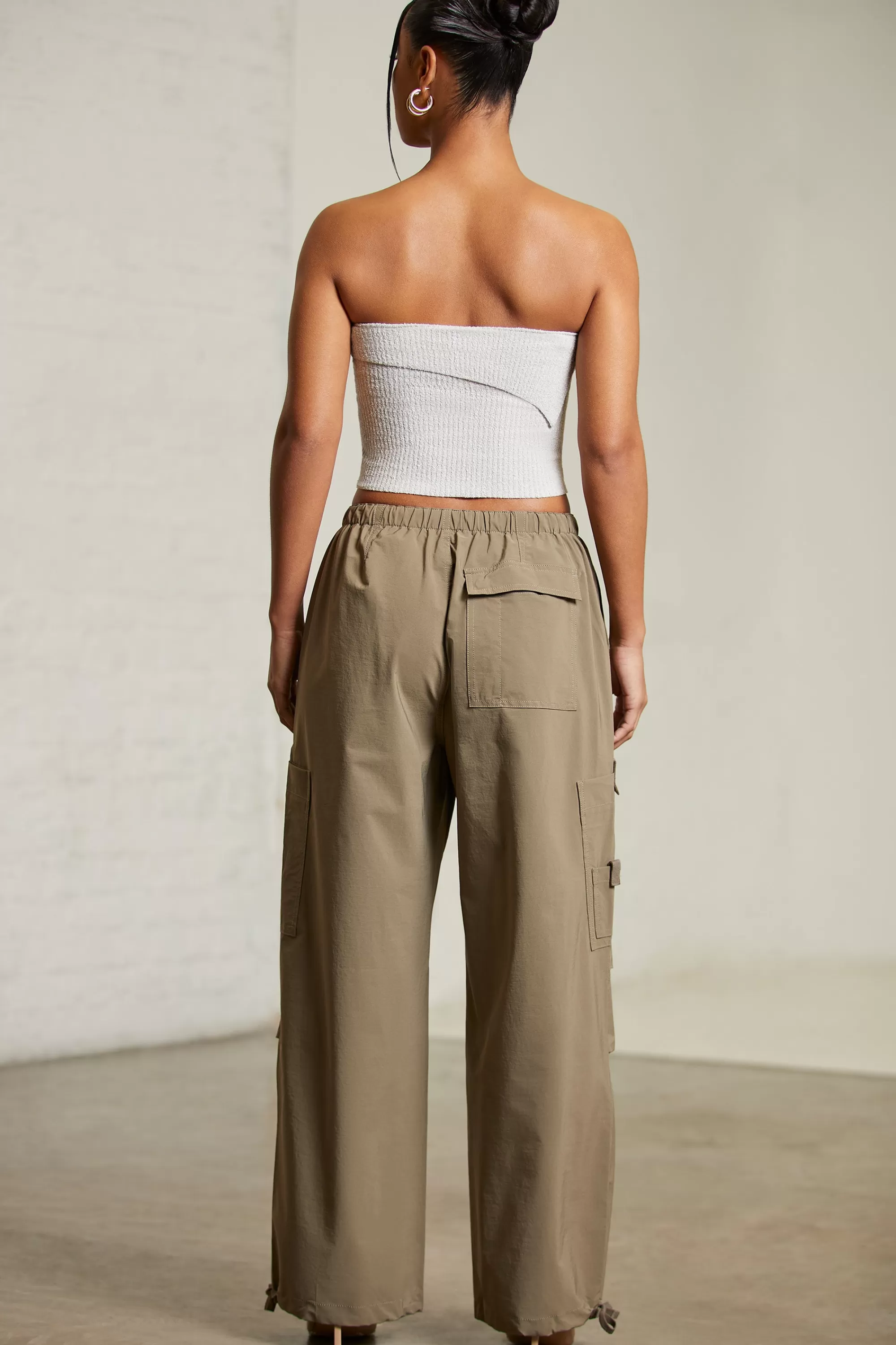 Oh Polly Wide Leg Cargo Trousers in Green Cheap