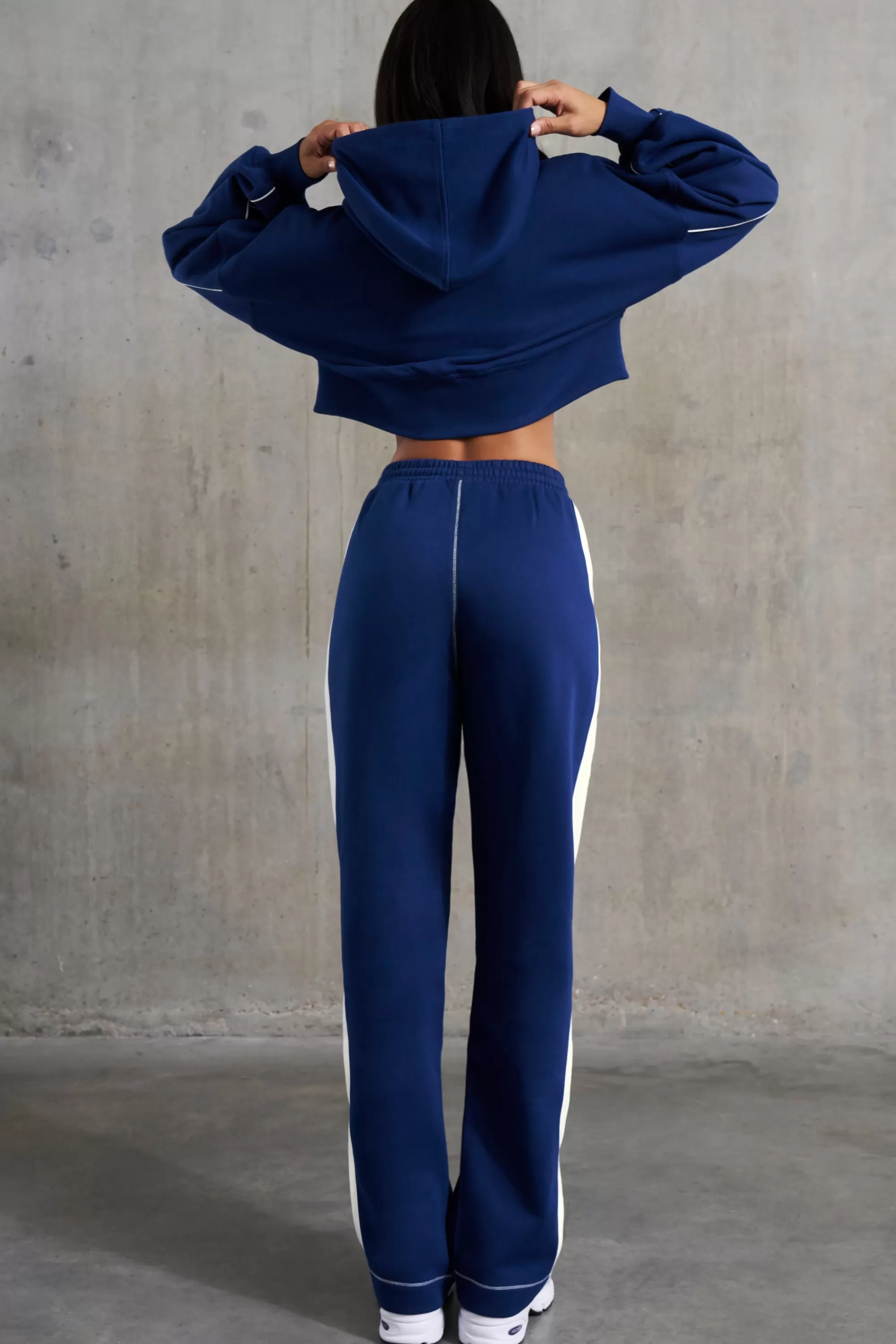 Oh Polly Wide Leg Sweatpants in Navy Cheap