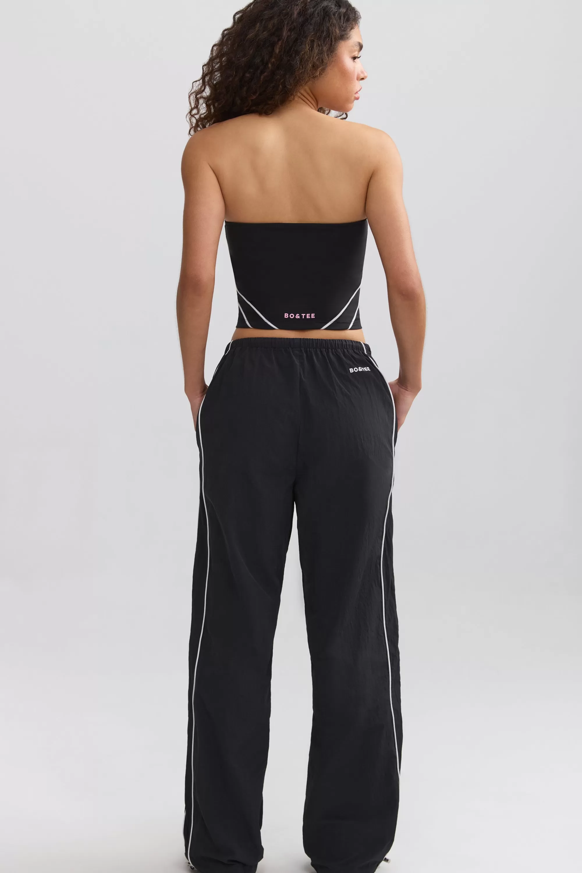 Oh Polly Wide-Leg Track Pants in Black Best Sale