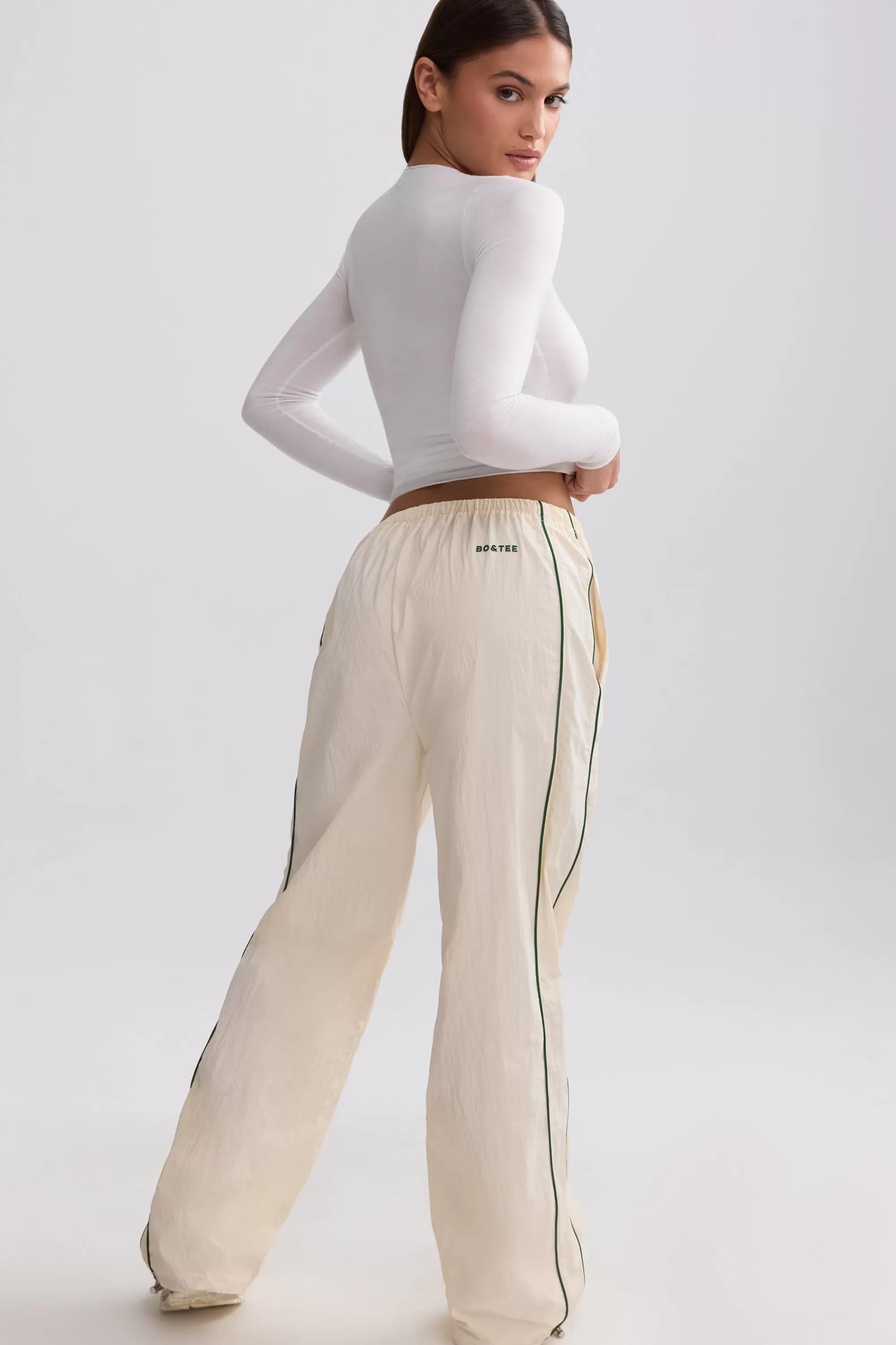 Oh Polly Wide-Leg Track Pants in Marble Store