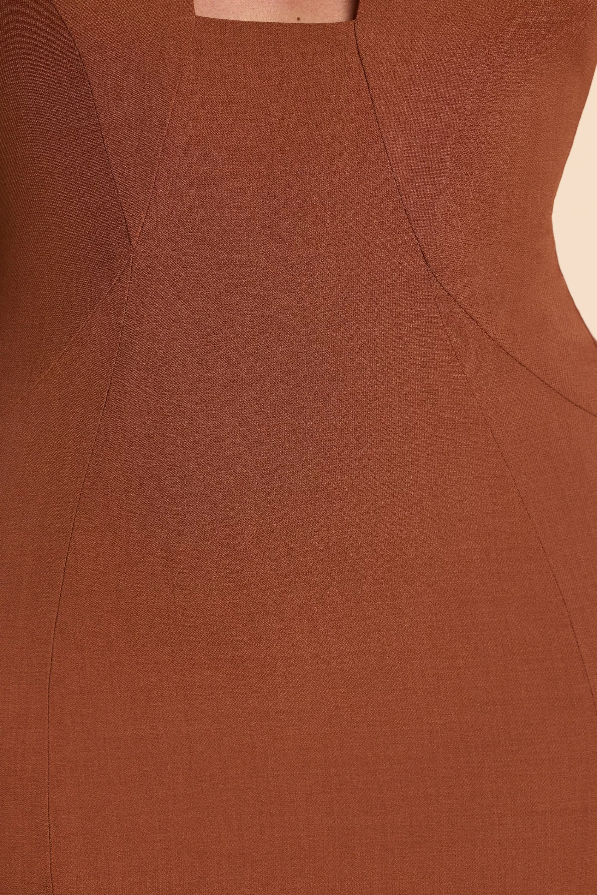 Oh Polly Woven Twill Halter Neck Plunge Maxi Dress in Chestnut Brown ChestnutBrown Clearance
